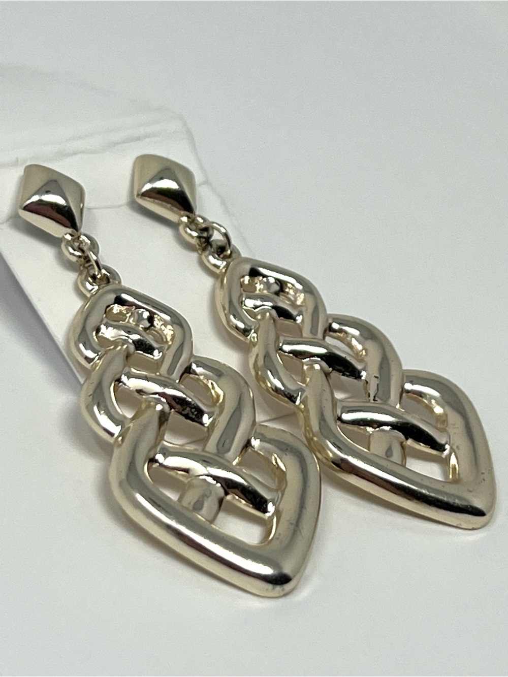 Vintage Avon 1987 Polished Weave Silver Tone Dangle Pierced Earrings Celtic